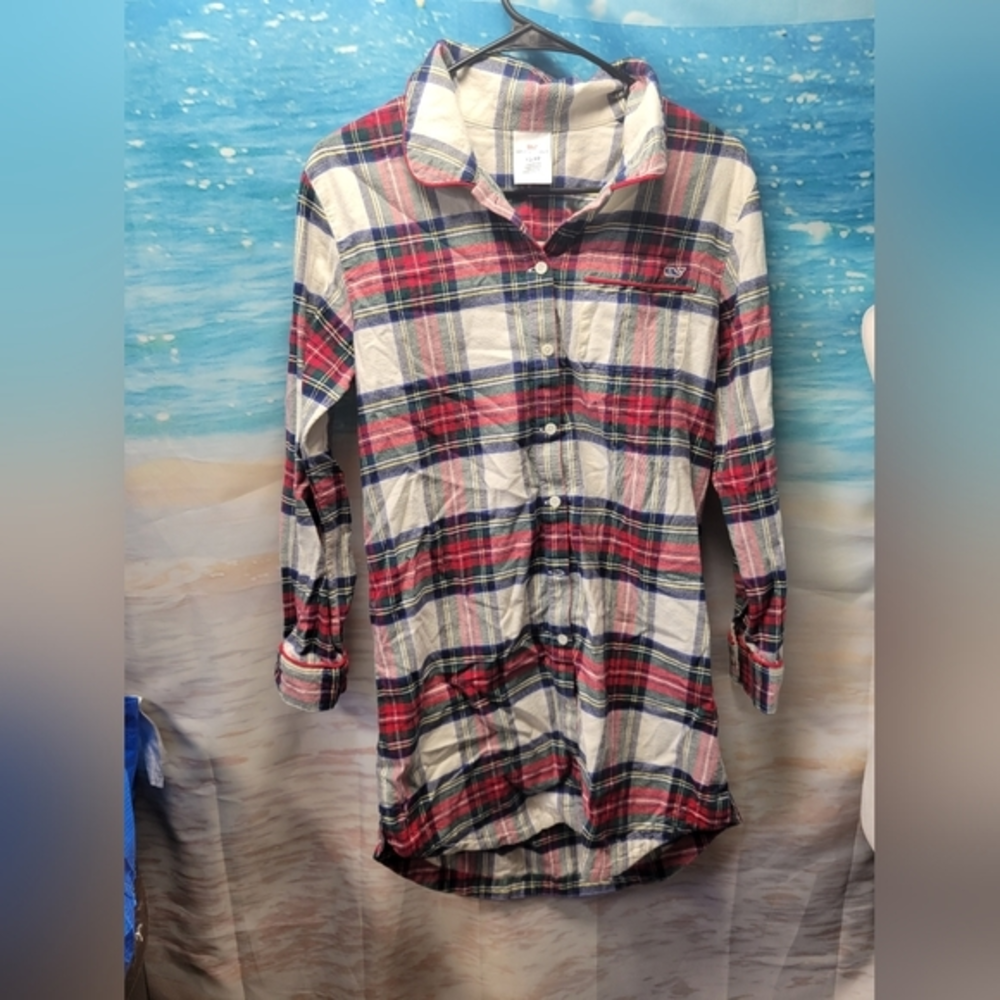 Vineyard Vines Flannel Plaid Short Night Gown‎ Pajamas Size XS